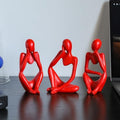 BrownLove 3pcs Red Human Body Abstract Art Decoration, Modern Art Resin Statue Room Office Shelf Bookcase Decoration by Unknown