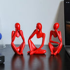BrownLove 3pcs Red Human Body Abstract Art Decoration, Modern Art Resin Statue Room Office Shelf Bookcase Decoration by Unknown