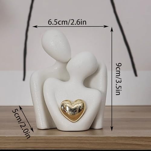 Mini Hugging Couple Statue Ceramic Lover Figurine Home Decor is a Romantic Gift for Her on Wedding Anniversary and Valentines, TV Stand Decoration Knick Knacks for Shelves (White) - Image 2