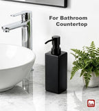 GMISUN Black Soap Dispenser Bathroom, Glass Hand Soap Dispenser with Stainless Steel Pump, 12 fl oz/350ml Refillable Dish Dispensers for Kitchen, Modern Liquid Lotion Bottles for Bathroom Countertop - Image 4