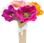 Glaciart One Felt Camellia Flowers Artificial Bouquet - 5 pcs | Reusable, Washable and Essential Oil Ready Multi Color w/Bendable Wire Stem | Great as Gift and Home or Event Decorations by GlaciartOne