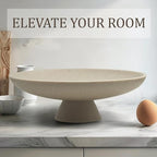 LIN CHUAN Large Decorative Bowl, Resin Pedestal Fruit Bowl, Beige - Image 5