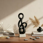 16" Modern Abstract Ribbon Decorative Sculpture, Knot Sculptures,Home Decor,Coffee Table Statues,Dining Living Room Desk Decor,Musical Note,Black - Image 2
