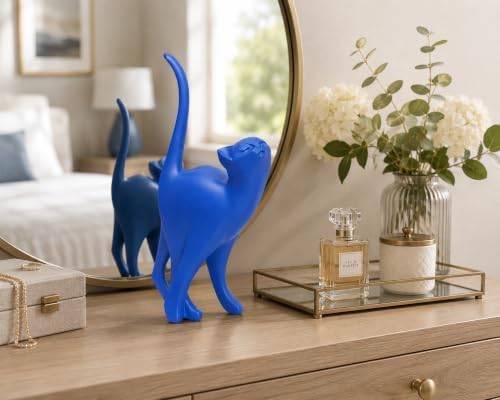 7 Inch Blue Proud Cat Statue - Image 6
