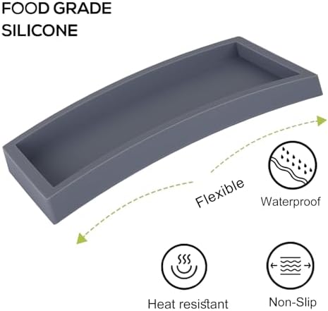 Silicone Bathroom Vanity Tray Dish Soap Holder Sink Organizer, Grey - Image 3
