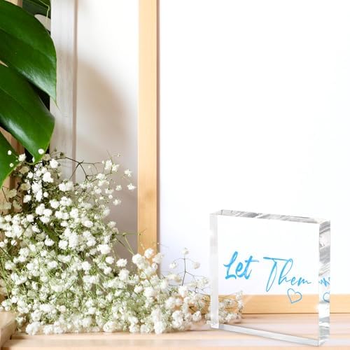 Let Them - Blue 4 Inch Acrylic Tabletop Sign, Office and Cubicle Decor for Women, Desk Accessory, Motivational Quote Gift for Coworkers, Empowering Work from Home Decor - Image 3