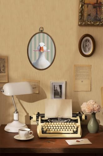 QKX silly goose bathroom decor, Sage Green Stripe oval wall art, Waterproof - Image 5