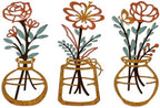 ARTINME 3 Pieces Metal Flowers Wall Arts - Rustic Farmhouse Decor Minimalist Flower Wall Decors for Living Room Bathroom Kitchen Bedroom Dining Room - Housewarming Gifts (Orange) by Artinme