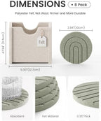 Fluxynara Felt Coasters with Holder, Set of 8 for Drinks, Sage - Arch - Image 2