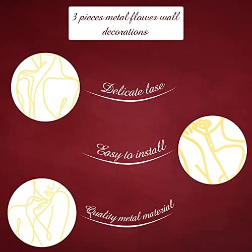 Photect 3 Pcs Metal Wall Art Minimalist Woman Line Decor, Elegant, Gold - Image 5