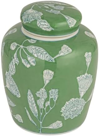 Creative Co-Op Decorative Ceramic Ginger Jar with Lid, Green by Unknown