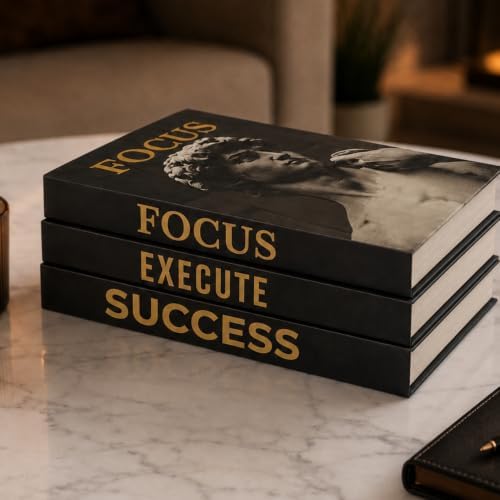 Motivational Decorative Books Set of 3 - Faux Books for Home Office Decor by UpstartDecor