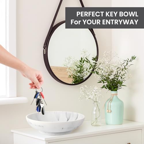 L'ARL GMVOI Large Decorative Bowl,Modern Fruit Bowl for Kitchen Counter,Handicraft Decorative Bowls for Home Decor,Stylish Key Bowl for Entry Table,Artificial White Marble - Image 5