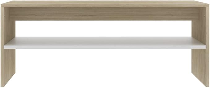 Scandinavian Style Coffee Table White and Sonoma Oak Engineered Wood Small - Image 4