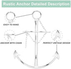 Fleecy day Nautical Anchor Wall Decor, Antique Metal Anchor Art Wall Decor With Chain,Vintage decorations for Bedroom,Living Room,Dorm Home,13in Antique Farmhouse Decor (Vintage White) - Image 3