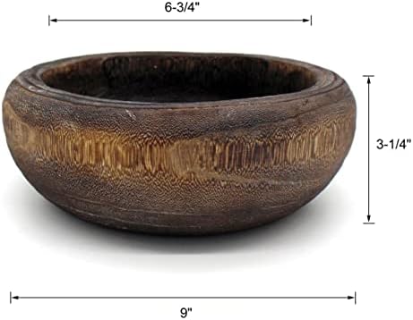 CVHOMEDECO. Primitives Solid Wood Functional and Collectible Bowl Vintage Round Hand Carved Wooden Bowl Rustic Treenware Artworks for Serving Nuts Snacks Fruits or Accent Decor, 9 Inch - Image 5