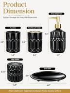 Matte Black Bathroom Accessories Set, Glass Bathroom Set, 5 Pcs - Image 3