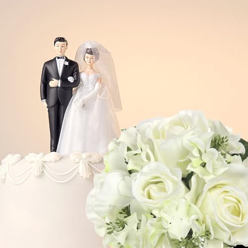 Admired by Nature 4 pcs 9 Stems Faux Hydrangea Rosa Flower Bouquet, Fake Flowers for Bride Bridesmaid, Centerpieces Artificial Flower Arrangement Home Décor, Cream Green - Image 3