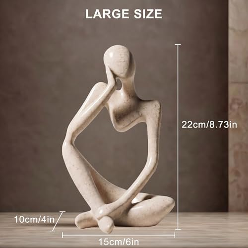 Large Sandstone Thinker Statue Decor, Modern Minimalist Abstract Sculpture, Thinker Sculpture Home Decor for Living Room, Office Desk, Bookshelf Decor, Contemporary Home Decor Accent - Image 4