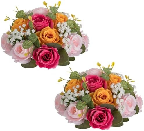 NUPTIO Flower Ball Centerpieces for Tables: Hot Pink & Orange & Pink Rose by Nuptio