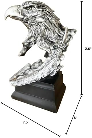 H&W Silvery Bald Eagle Figurines, USA's National Emblem, Statue Decoration - Image 4