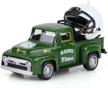 Football Mini Metal Truck Farmhouse Vintage Vintage Metal Farm Pickup Truck Decor with Football Helmet Farmhouse Rustic Pickup Tiered Tray Decor for Home Shelf Table Center Decor (Green) by Fowecelt