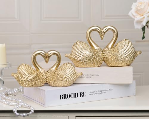 Gold Swan Figurine Decor, Lover Swan Animal Statues Craft Ornaments - Image 2