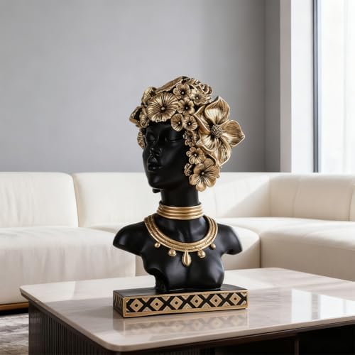 African American Woman Bust Statue, Vintage African Figurines and Sculptures, Elegant Art Decor for Home and Office, Ornamental Accent for Living Room, Bookshelf – Perfect Housewarming Gift - Image 4