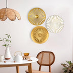 Briful 12" Wall Décor Pack of 3 Metal Gold & White Washed Starbursts Radial Plate Wall Art Modern Accent Hanging Wall Decorations For Home Office Bedroom Or Living Room Wall Sculptures - Image 5