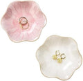 JAMEND CLXP 2PCS Lotus Leaf Shape Ring Holder Dish, Small Key Bowl, Ceramic Trinket Tray Jewelry Dish Organizing Necklace Earrings for Mom Friend Sister, All Jewelries Are NOT Included. White +Pink.… by JAMEND+CLXP