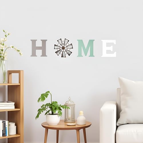 Mkono Wood Home Sign, Metal Windmill for O, Farmhouse Wall Decor - Image 4