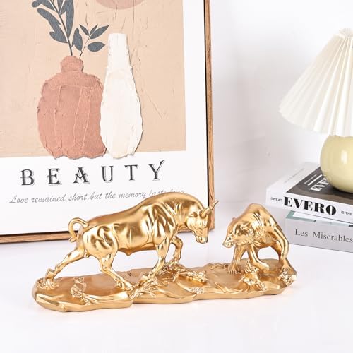 Wall Street Bull Statue, Bull Market and Bear Market Statue, Stock Market Sculpture, Mens Desk decor Day Trading Accessorie, for Office, Desktop, Bookshelf, Study, Home Decor, Financial Advisor Gift - Image 4