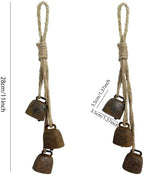 1pc Rustic Charm Bell - Handmade Hemp Rope Wind Chimes Hanging Decoration, Distressed Finish Cow Bell with Jute Hanging Rope, Perfect for Front Door, Outdoor, Window, and Home Decor - Image 2