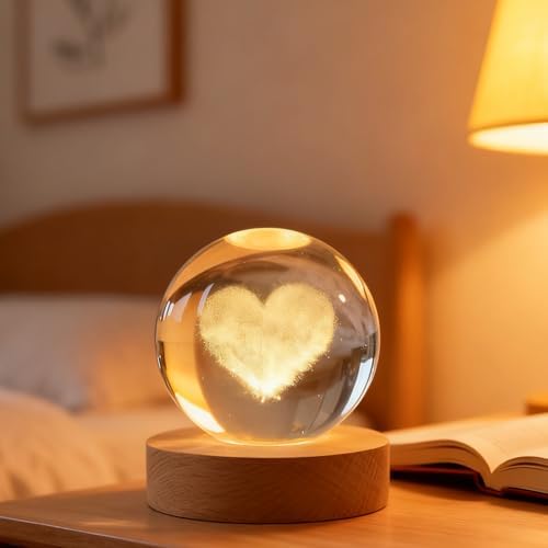 Heart Love Crystal Ball, 2.4 inch Valentines Day Gifts for Girlfriend, Wife by COQIRAUSEN