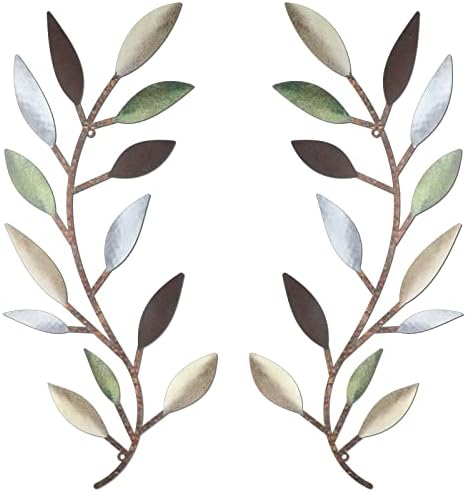 Zhengmy 2 Pcs Metal Leaf Wall Art Vine Branch Decor,Colorful by Zhengmy