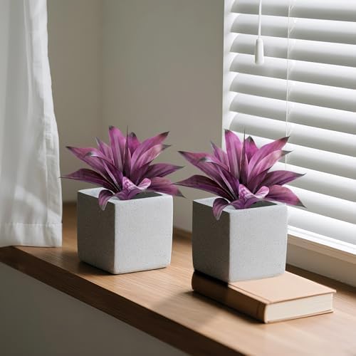 Artificial Flowers for Outdoors Artificial Agave Fake Plants Faux Agave Artificial Plants Outdoor Fake Flowers Outdoor Faux Plants Indoor Uv Resistant Artificial Plants 14.2In(Purple，2pcs) - Image 5