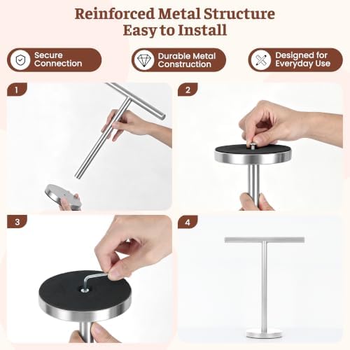 Hand Towel Holder Stand, Freestanding Bathroom Towel Rack, Silver, 2 Pack - Image 5