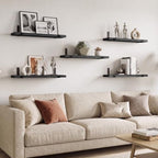 Fixwal Floating Shelves for Wall, Wood, Set of 5, Width 4.75 Inches, Black - Image 6