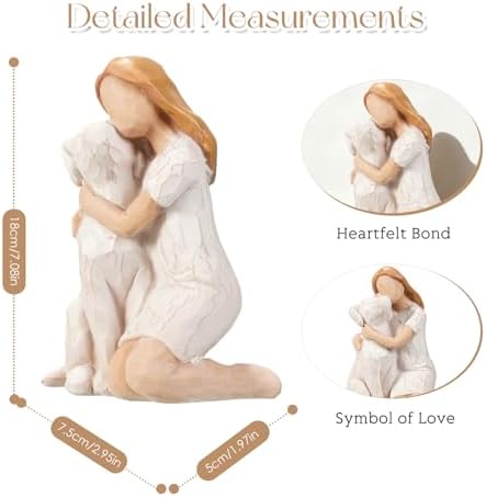Girl with Dog Figurine, Child and Puppy Resin Statue, Cute Friendship Decor, Pet Lover Gift, Tabletop Home Decoration - Image 2