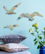 Putuo Decor Coastal Seagull Wall Decor Set of 3, Wooden Beach Wall Art on MDF with Distressed Nautical Stripes, Lightweight Ocean Theme Wall Hanging for Bathroom Living Room Bedroom Entryway - Image 6