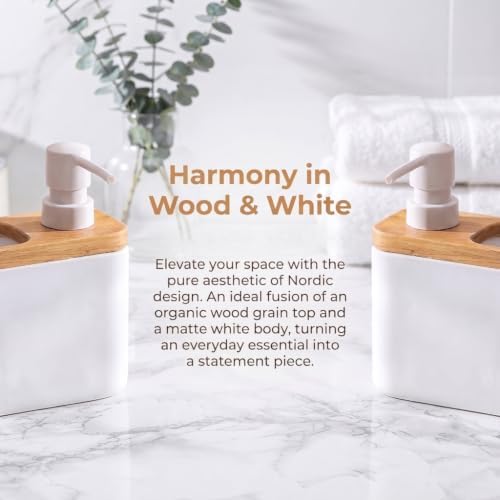 RQYIXI 2-in-1 Ceramic Soap Dispenser with Sponge Holder,White,17 Oz - Image 2