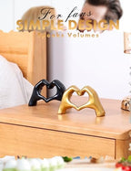 Modern Gold Heart Hands Sculpture, Decorative Table Art, Love Symbol Home Decor (Black) - Image 3