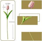 ONLY ART Artificial Light Pink Tulips 20 Pcs – 13.5 Inch PU Faux Flowers with Bendable Stems for Home Décor, Wedding Centerpieces, DIY Floral Arrangements, New Year and Valentine's Day - Image 2