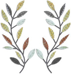 Zhengmy 2 Pcs Metal Leaf Wall Art Vine Branch Decor,Multi Color by Zhengmy