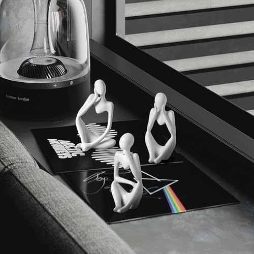 BrownLove 3pcs Decor White Thinker Statue Abstract Art Sculpture，Resin Collectible Figurines for Home Living Room Office Shelf Decoration - Image 6