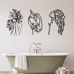 Photect 3 Pcs Metal Wall Art Minimalist Woman Line Decor, Stylish, Black - Image 6