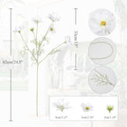 IPOPU White Daisy Flowers Artificial Cosmos 5PCS White Fake Wildflowers 24.5" Silk Flowers with Stems for Home Decor Indoor Artificial Daisies for Wedding Bouquets Floral Craft - Image 3