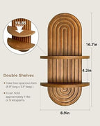 Bamworld Boho Wall Decor Plant Wall Shelf Wood Plant Holder 2 Tier - Image 2