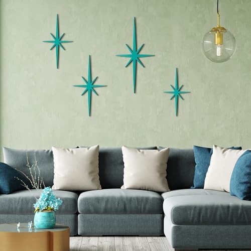 Blulu 4 Pcs Starburst Shaped Wall Decor Mid Century Modern Art,Mint - Image 5