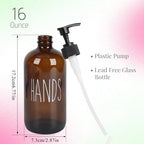 Dish Soap Dispenser with Plastic Pump for Kitchen - 16 OZ Glass Hand Soap Dispenser Set - Kitchen Bathroom Decor and Accessories (Dark Brown) - Image 2